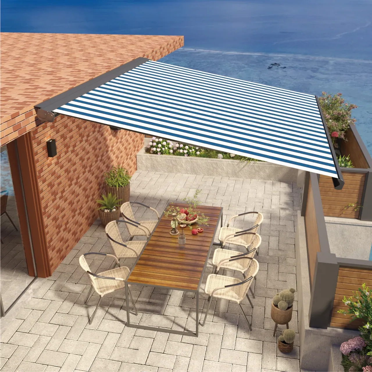 QHB full-cassette awning · Application illustration