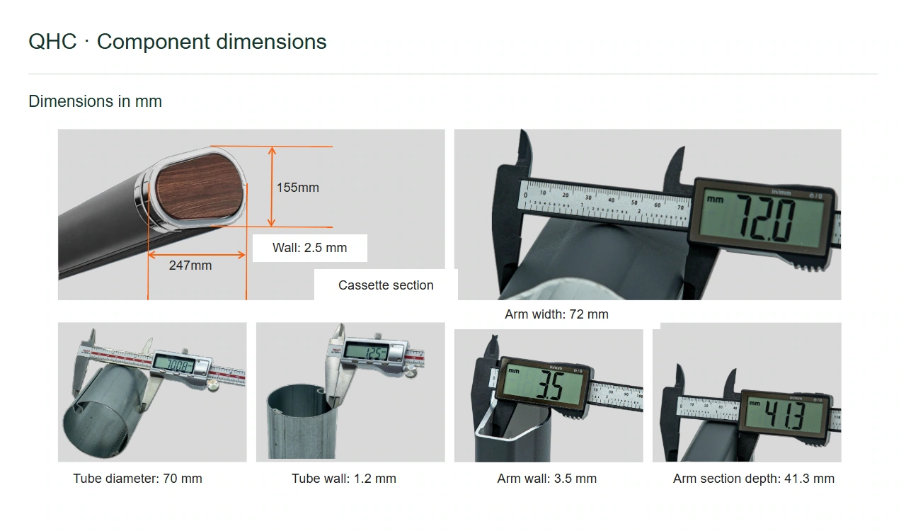 QHC · Component dimensions