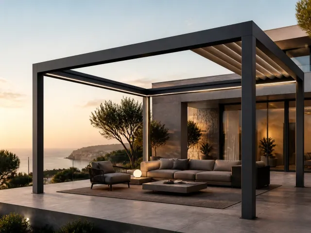 Concept of folding louvers gathered to one side