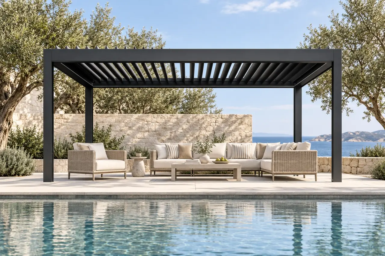 Graphite garden pergola
