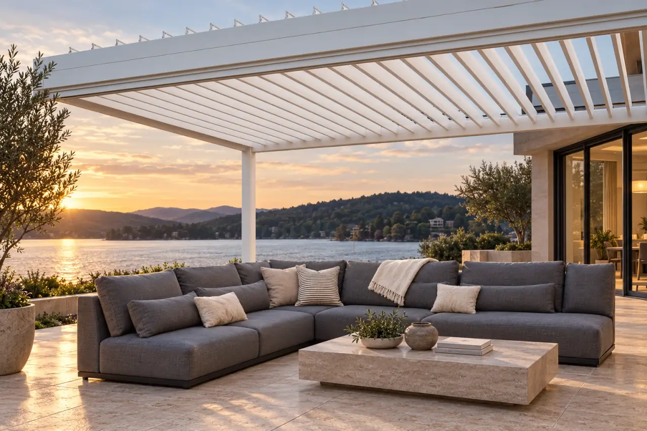 White louvered pavilion