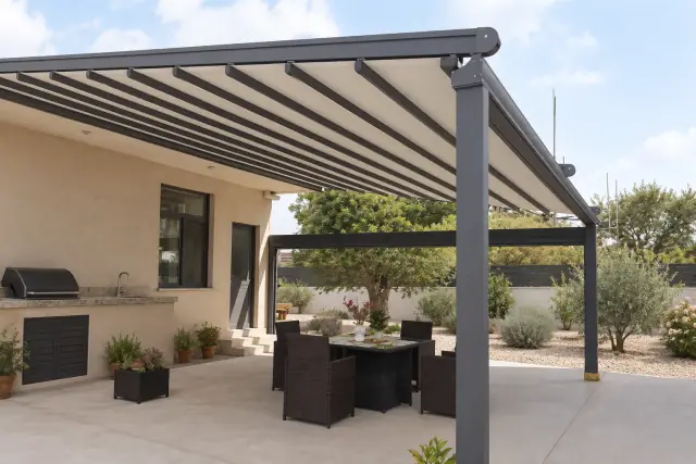 Outdoor dining fabric canopy